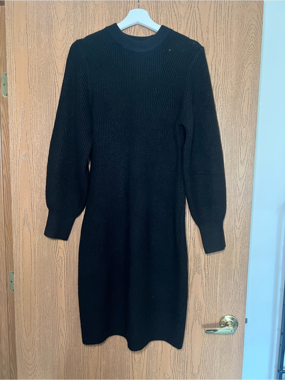 H&M Black Ribbed Long Sleeve Knit Dress